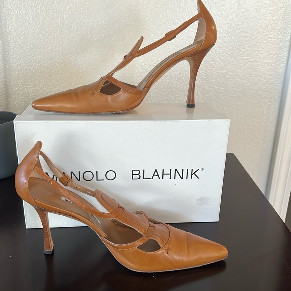 Manolo Blahnik Jolly Calf Havana 40